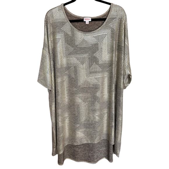LulaRoe Gold Metallic Geo Print Irma Top Size 3XL Plus Size - Picture 1 of 4